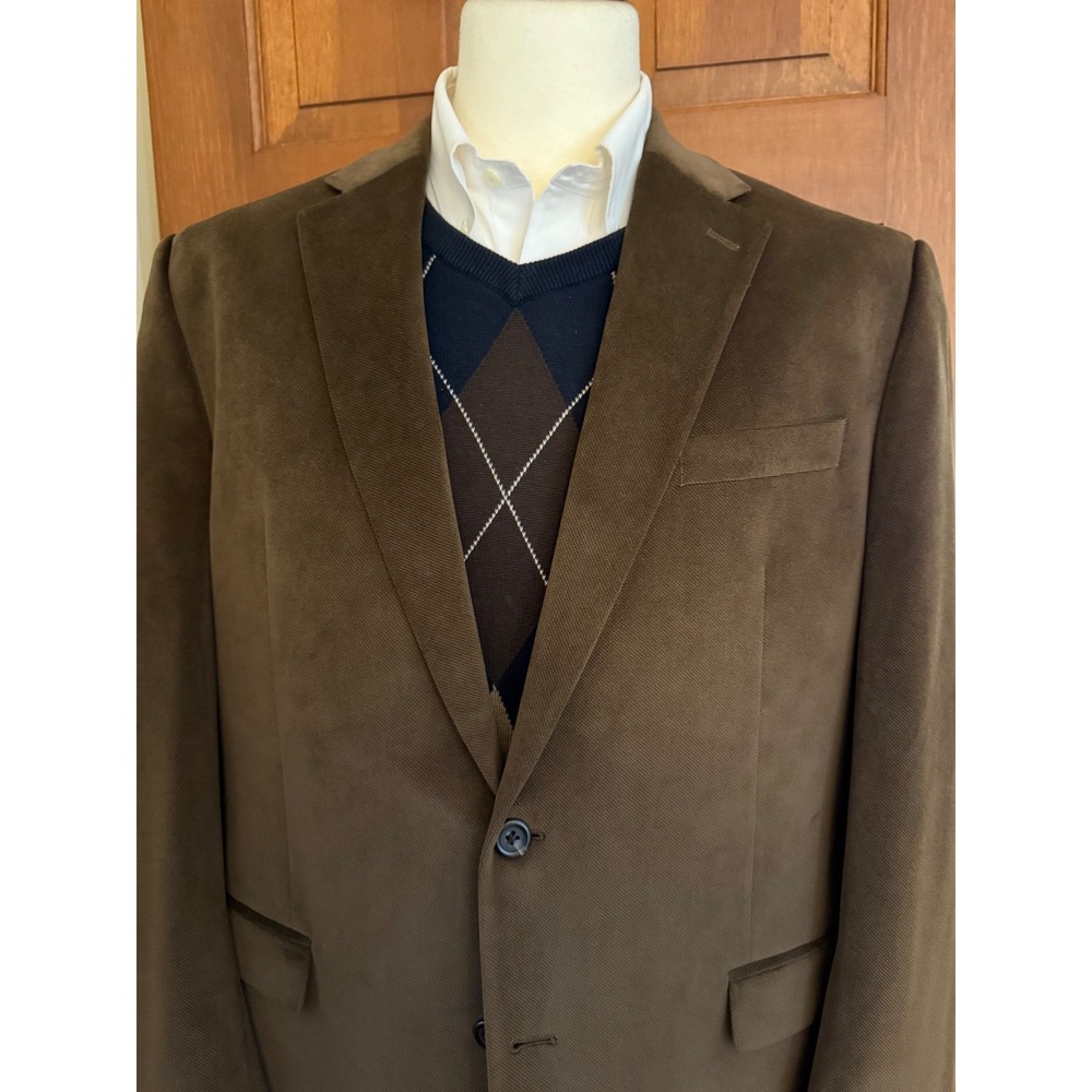 Chaps Microsuede Blazer Men 44R Brown 2-Button Sport Coat Jacket Business Casual